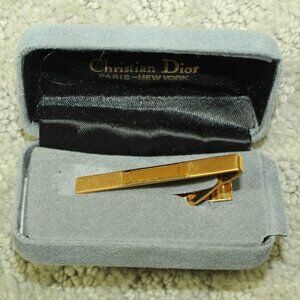 Christian Dior Tie Clip Clasp Gold Tone 2in Vintage in Original Box